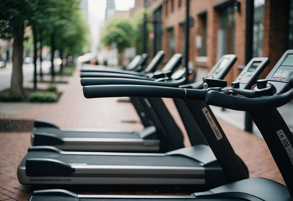 Athleisure evolution: gym equipment blends with urban street scene